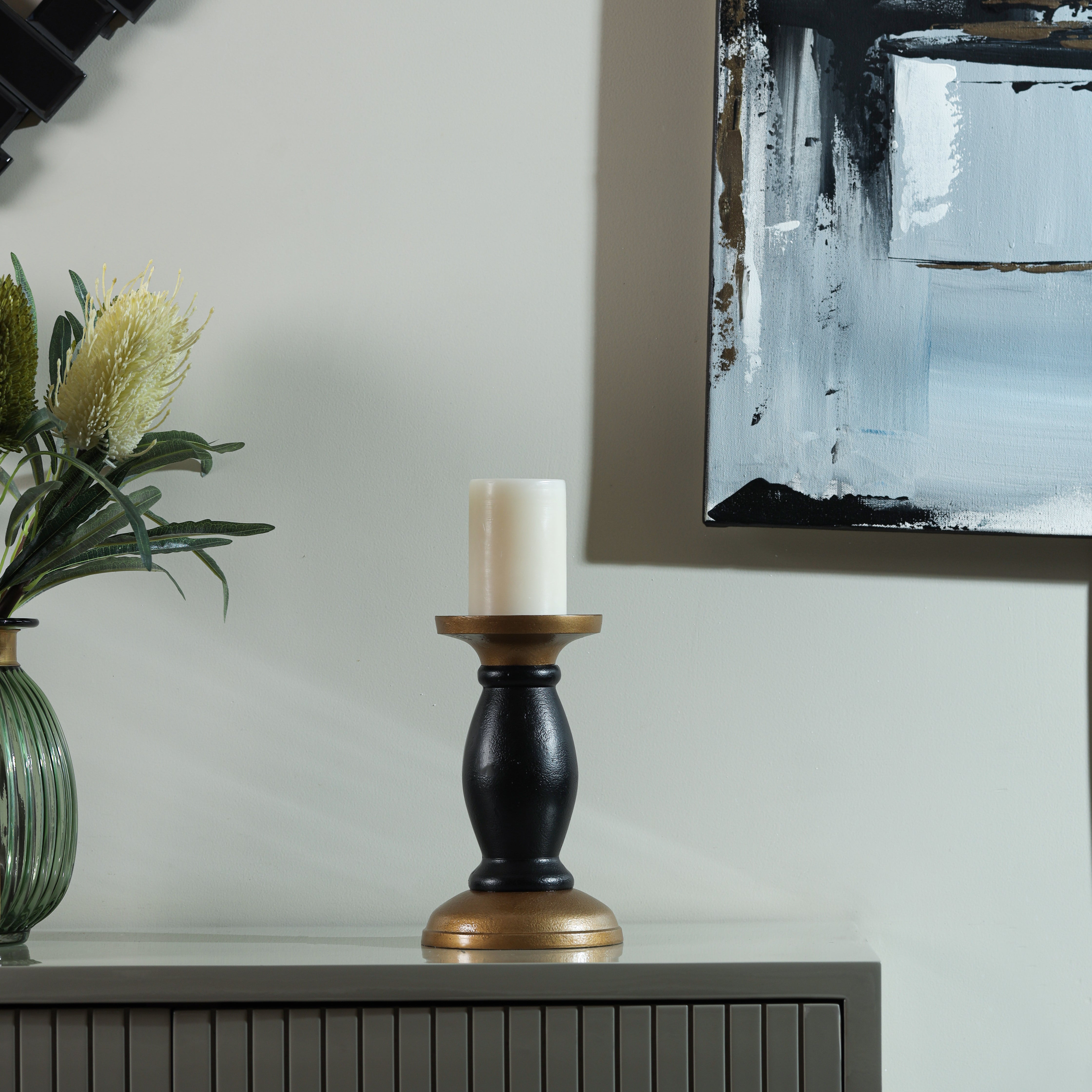 Classic Two-Tone Pillar Candle Stand